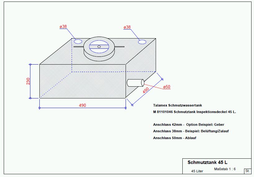 Schmutzwassertank 45
              Liter